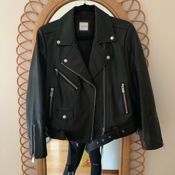 Anine Bing Jackets & Blazers - NEW Anine Bing Jett Leather Biker Jacket Black L